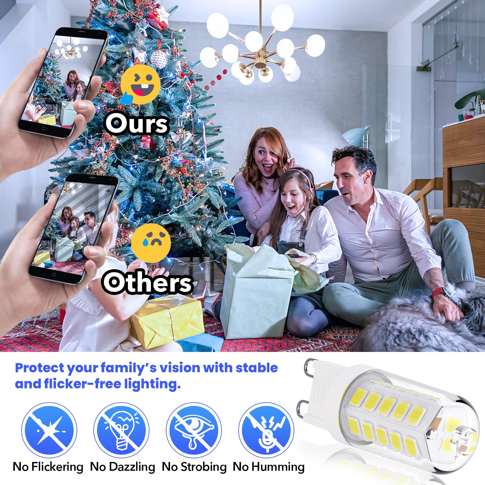 MAXvolador G9 LED bulb offers flicker-free, quiet operation.