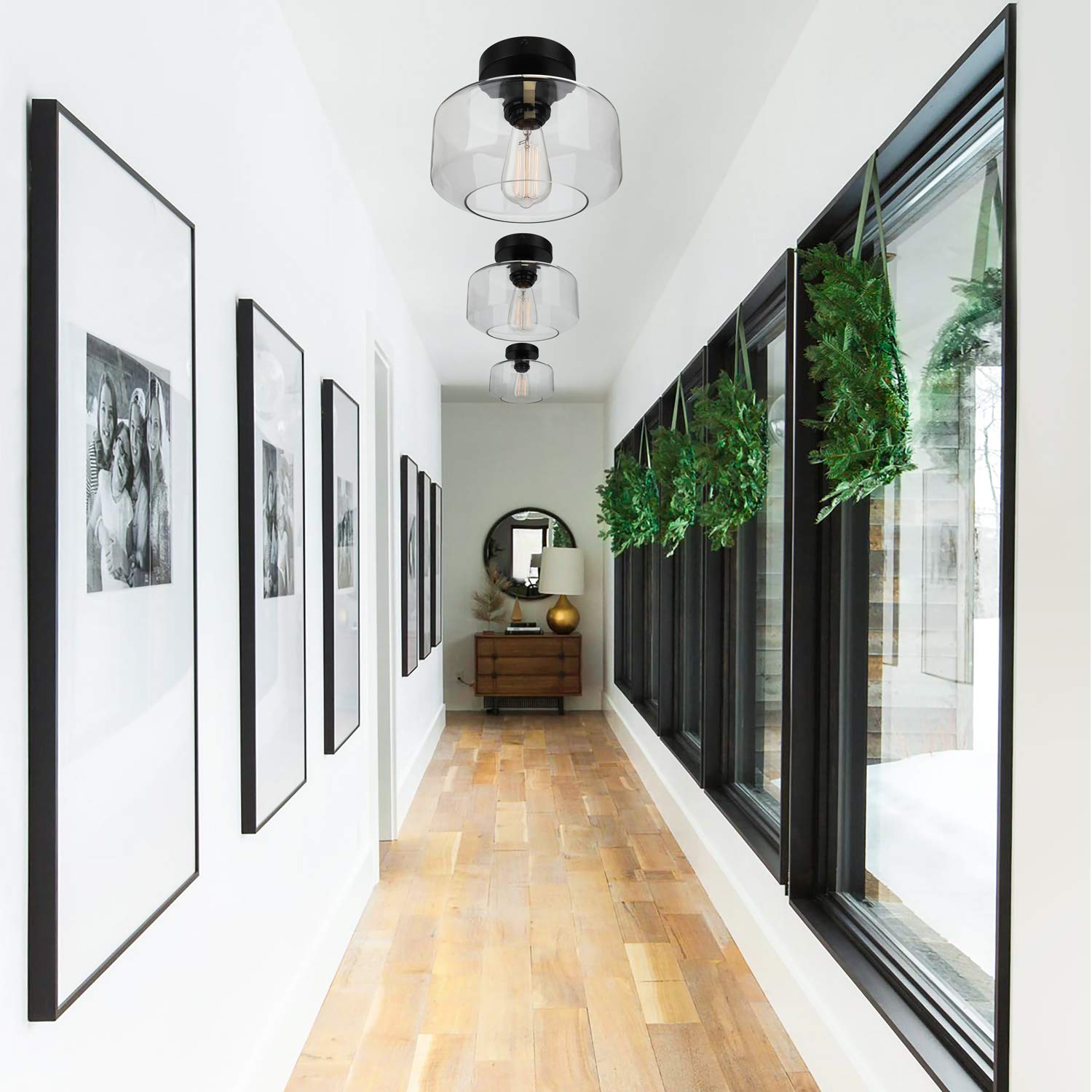 MAXvolador hallway setup mounted ceiling light illuminating welcome space.