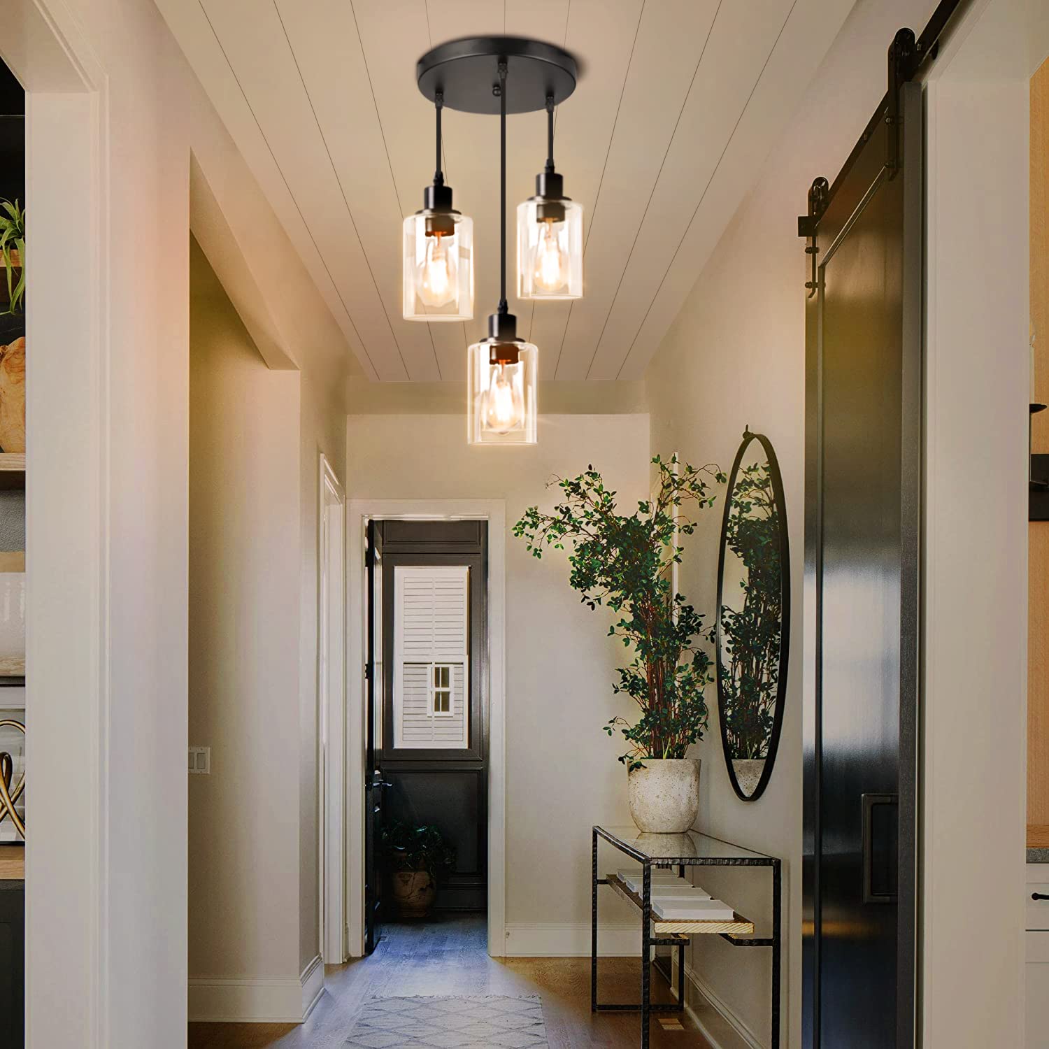 MAXvolador three-light design provides balanced lighting for kitchen and entry