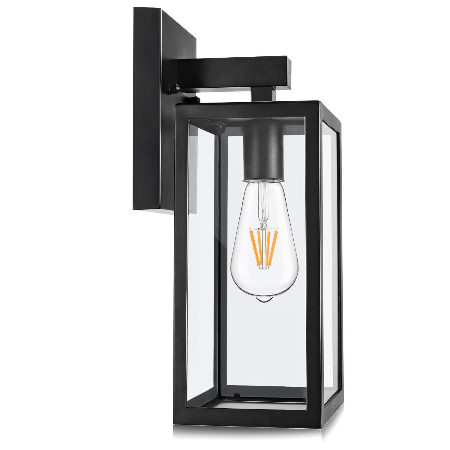MAXvolador outdoor wall lantern with matte black finish and clear glass enhances curb appeal.