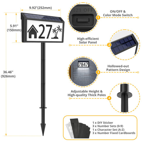 MAXvolador address sign auto-activates at dusk for exterior lighting.