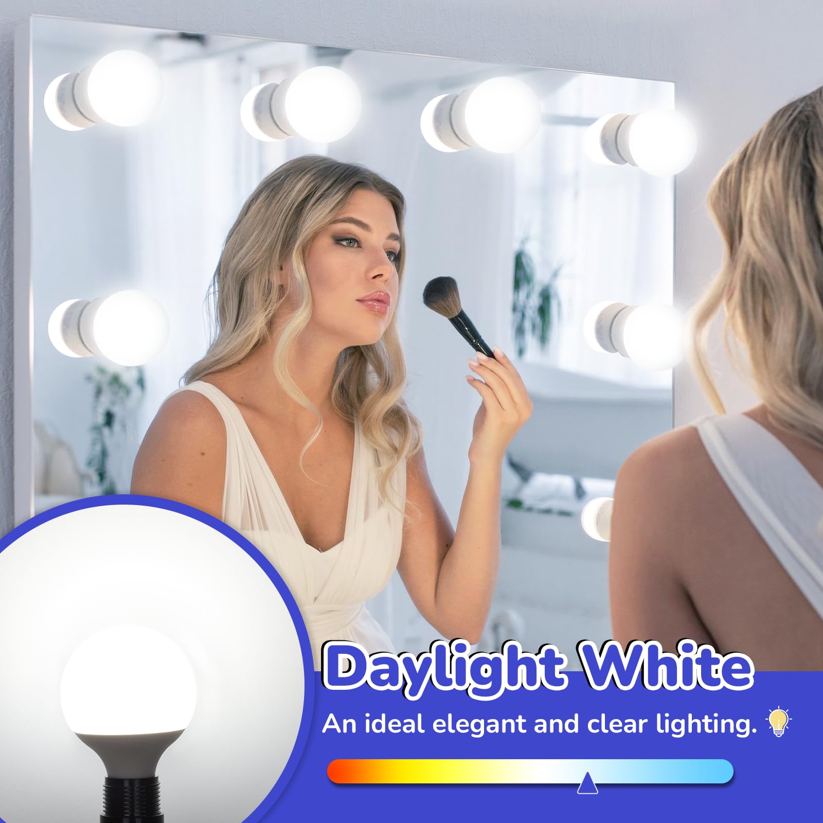 MAXvolador vanity light bulb installed in a bathroom mirror setup for even illumination