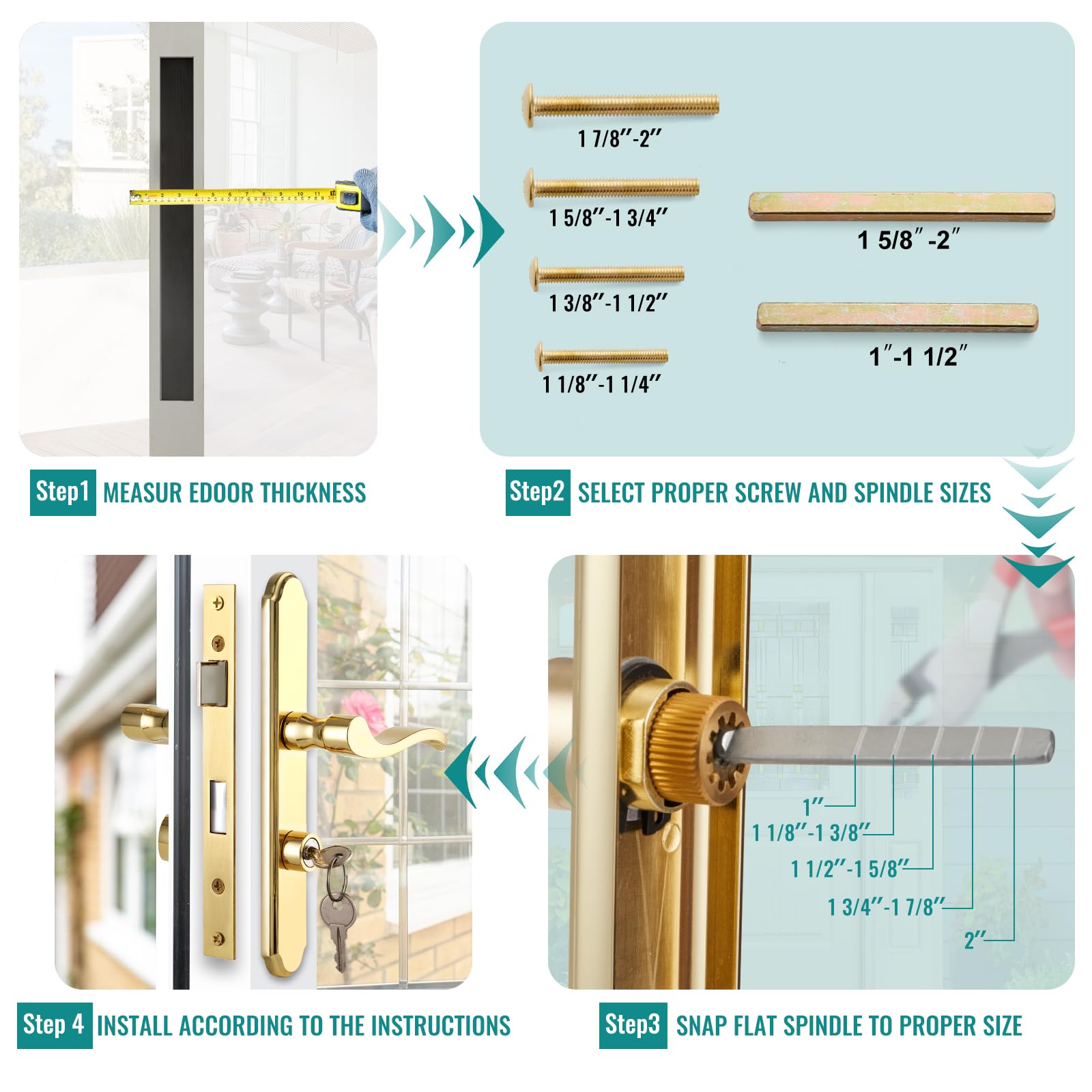 MaxxGeek flat-slot storm door handle installation kit, complete parts for quick retrofit.
