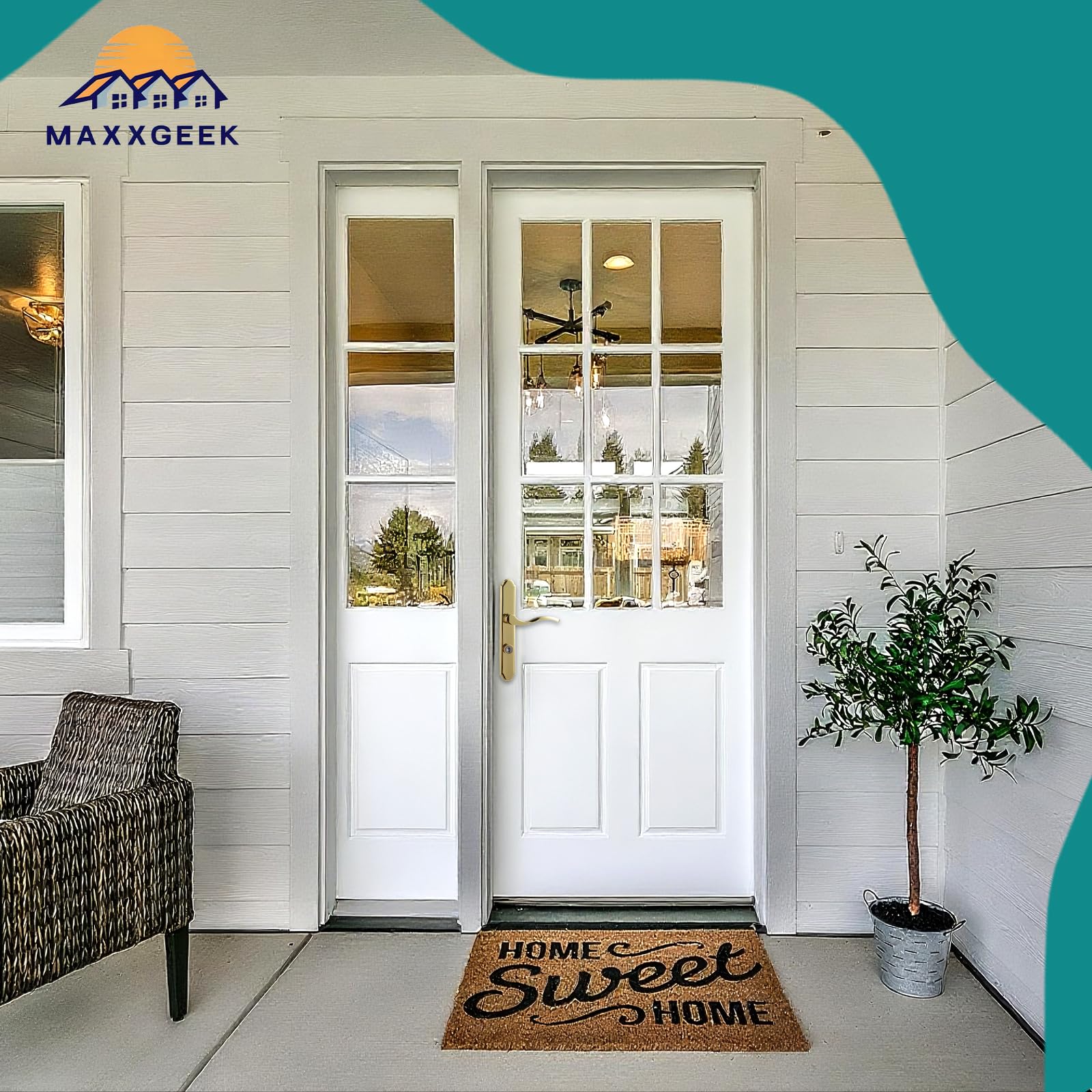 MaxxGeek flat-slot storm door handle left-right fit, ready for versatile door orientations.