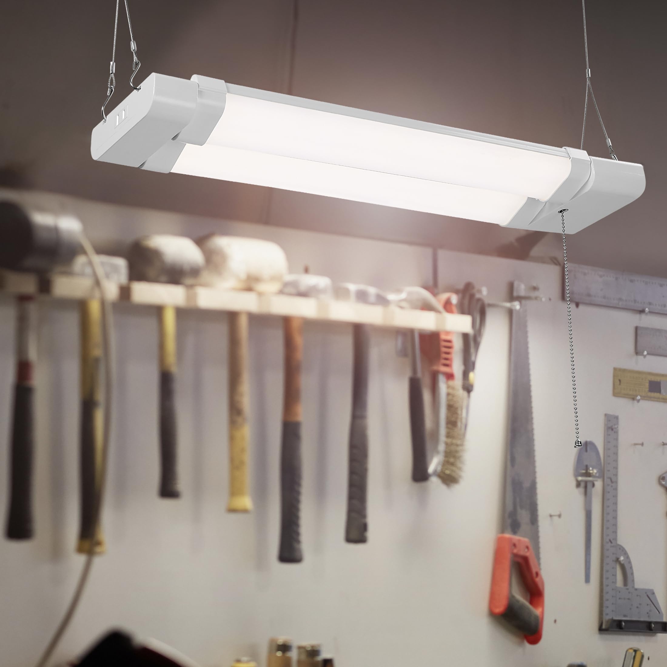 Maxxima 2ft LED shop light power cord simplifies plug-in operation
