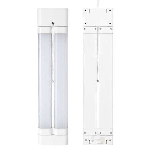 Maxxima 2ft LED shop light tilt lenses allow targeted illumination for detailed tasks