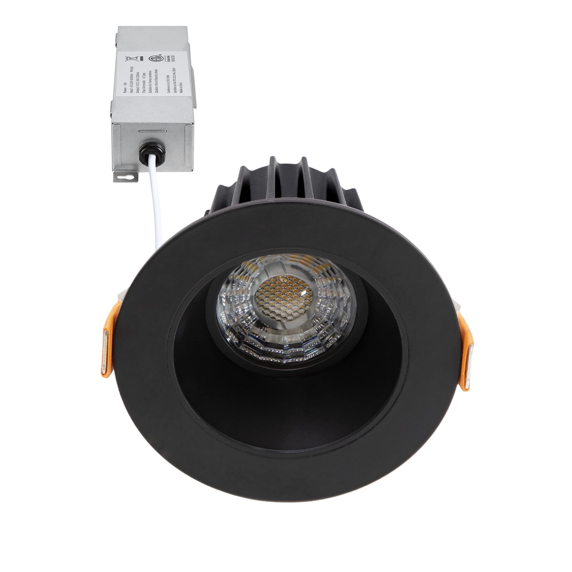Maxxima 2in ultra-thin downlight anti-glare front view brightens spaces.