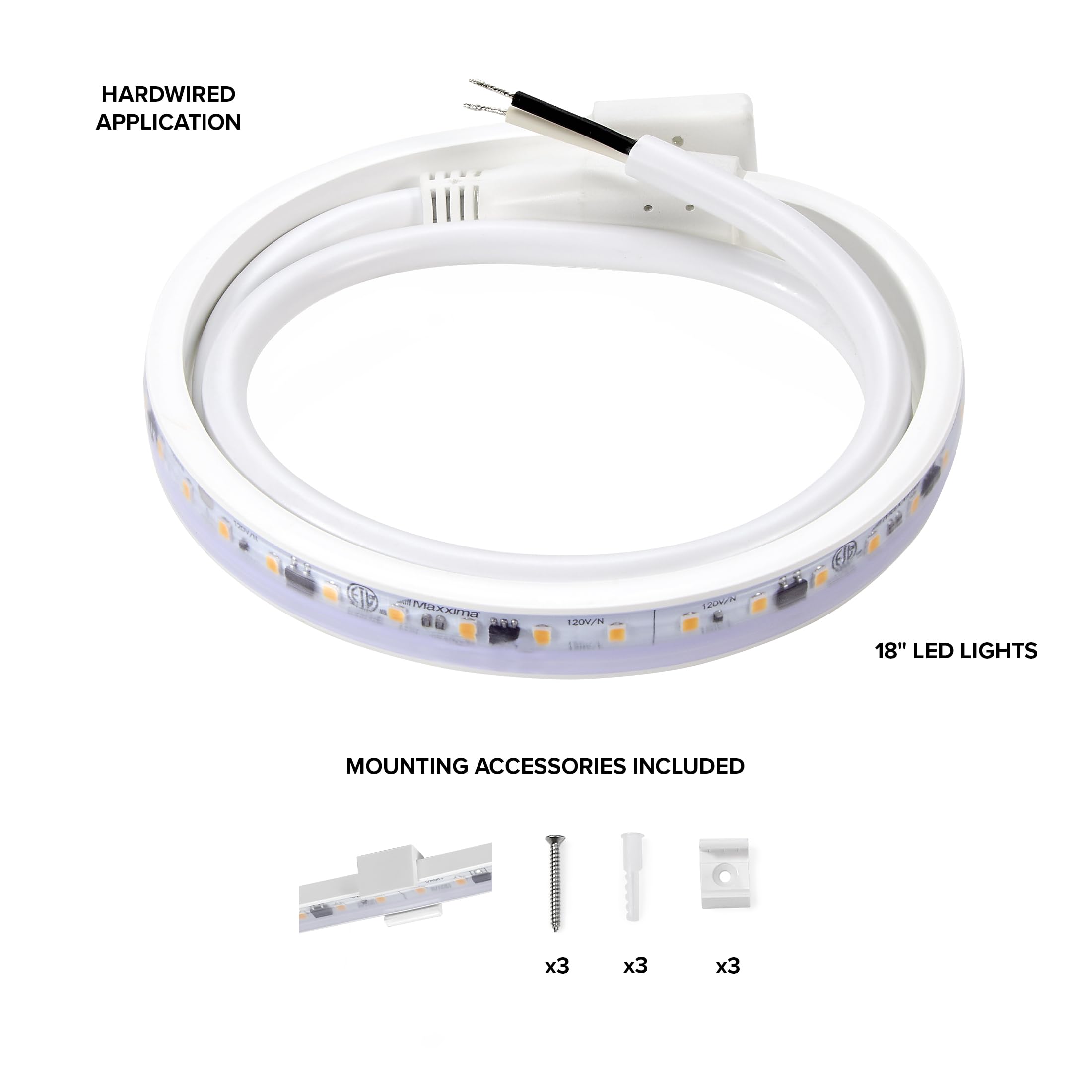 Maxxima 3000K warm-white LED strip for inviting task lighting