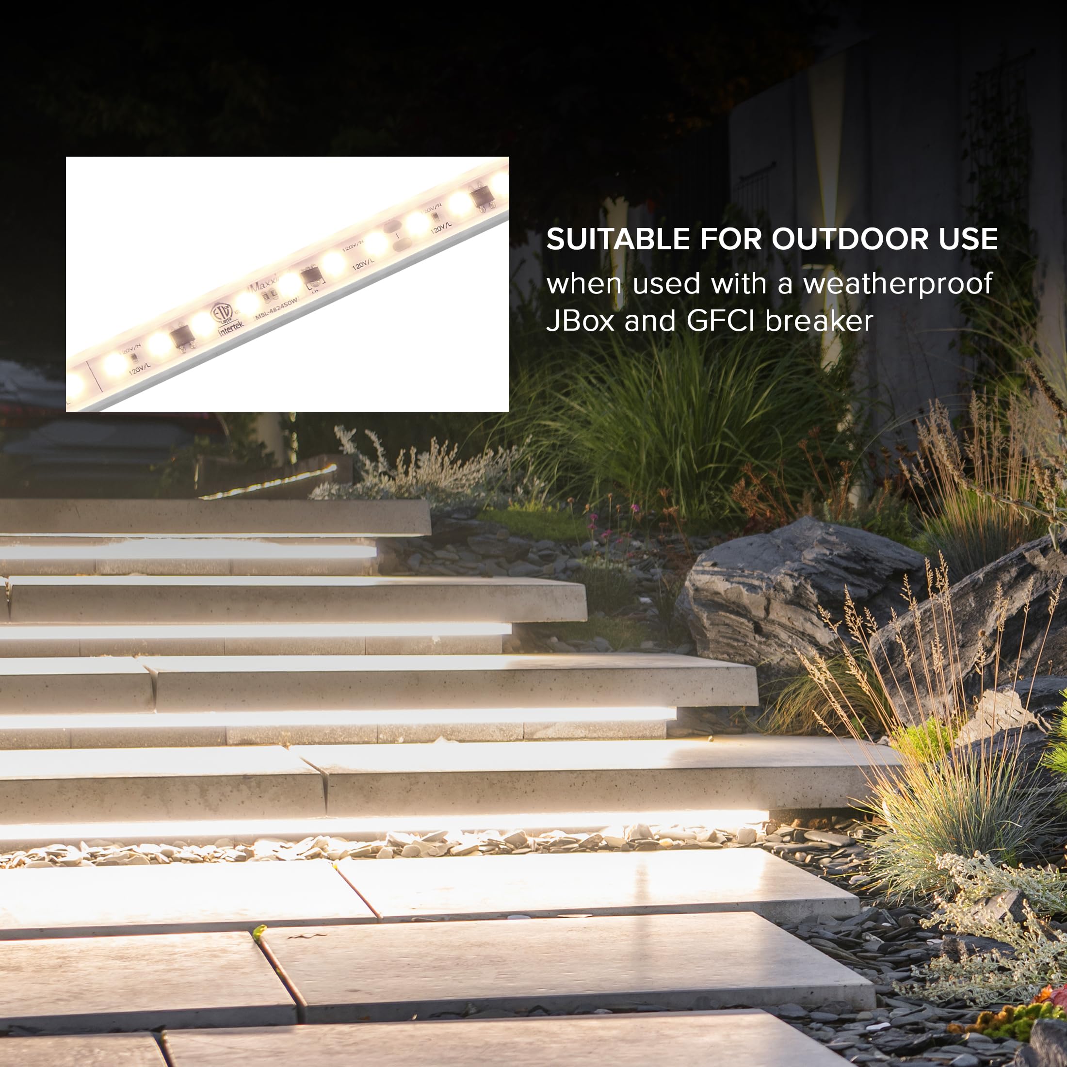 Maxxima 36in LED under-cabinet light suitable for indoor and outdoor spaces
