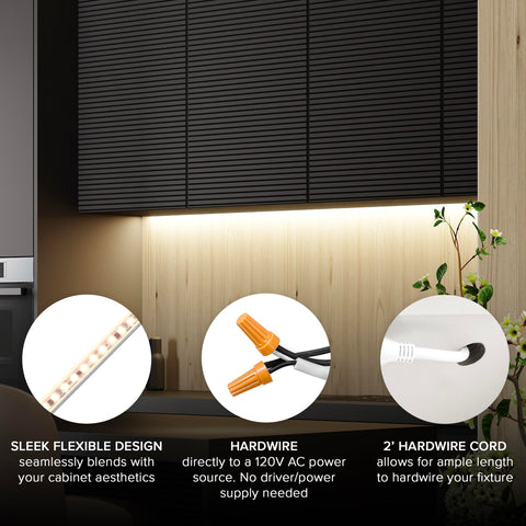 Maxxima under-cabinet light mounted on cabinet area for sleek lighting