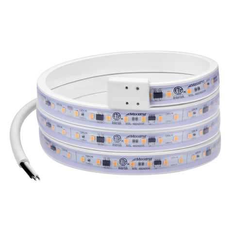 Maxxima 48in under-cabinet strip light delivering bright, even kitchen illumination.