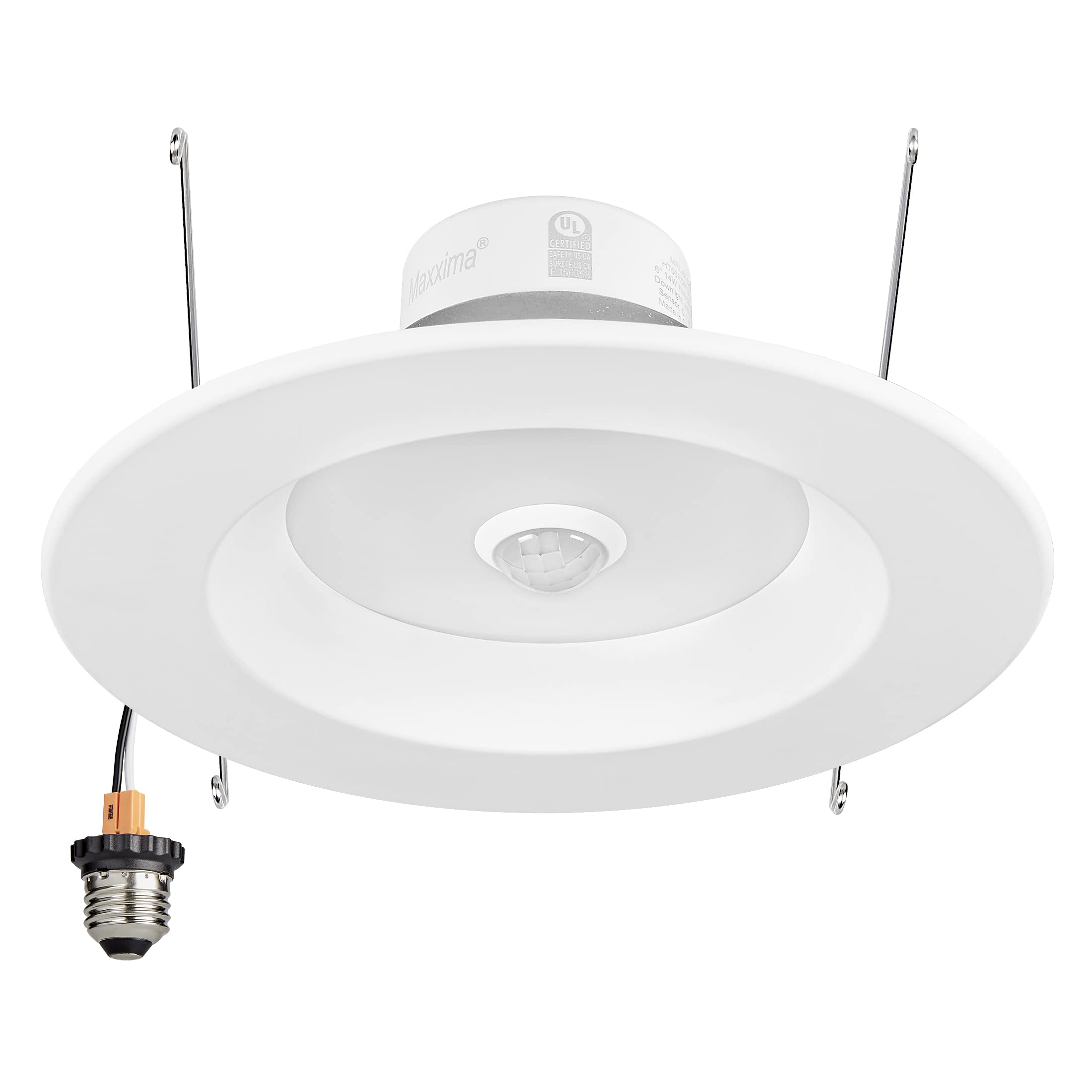 Maxxima downlight front view with PIR sensor for energy-efficient lighting.
