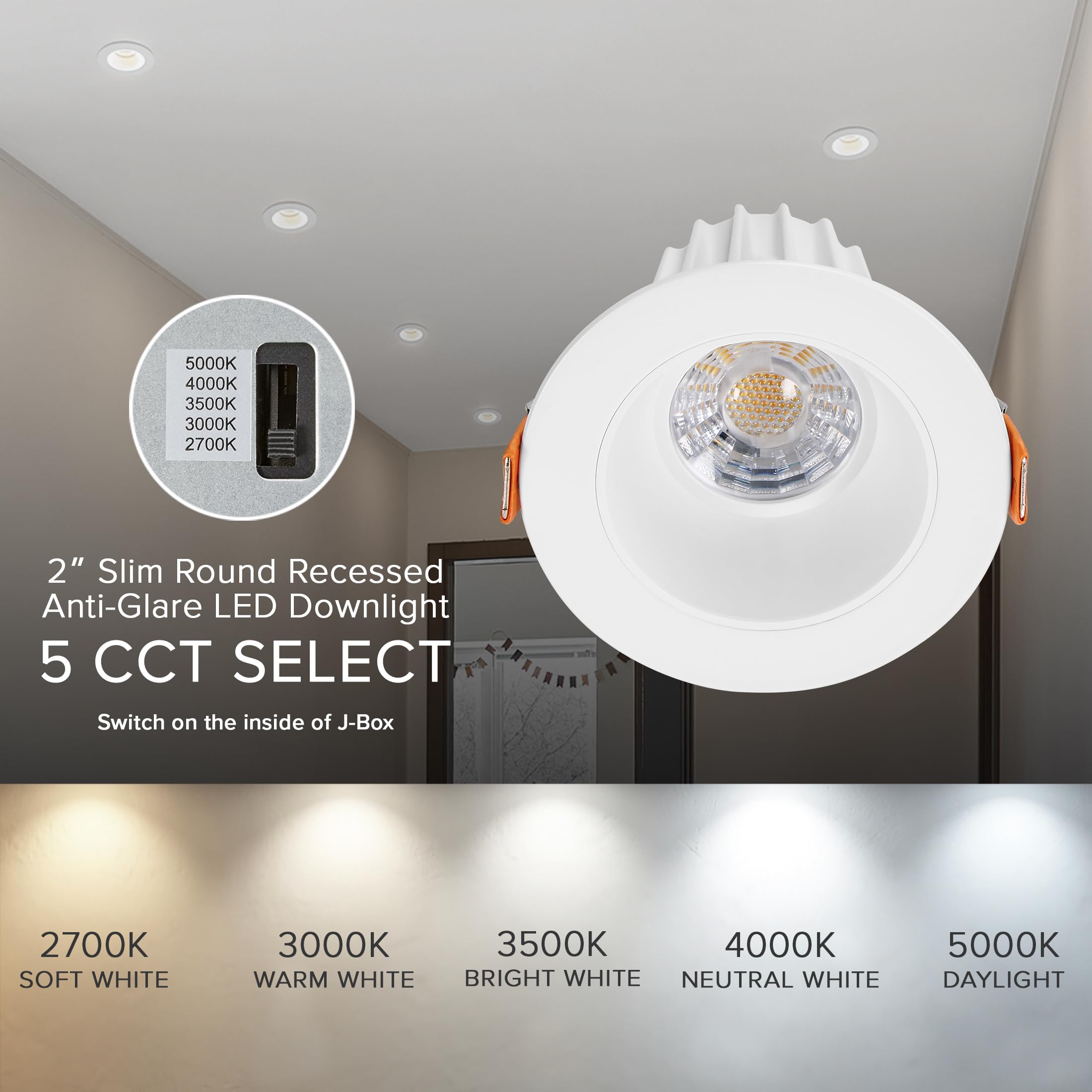 Maxxima damp-rated fixture suitable for bathrooms and kitchens.
