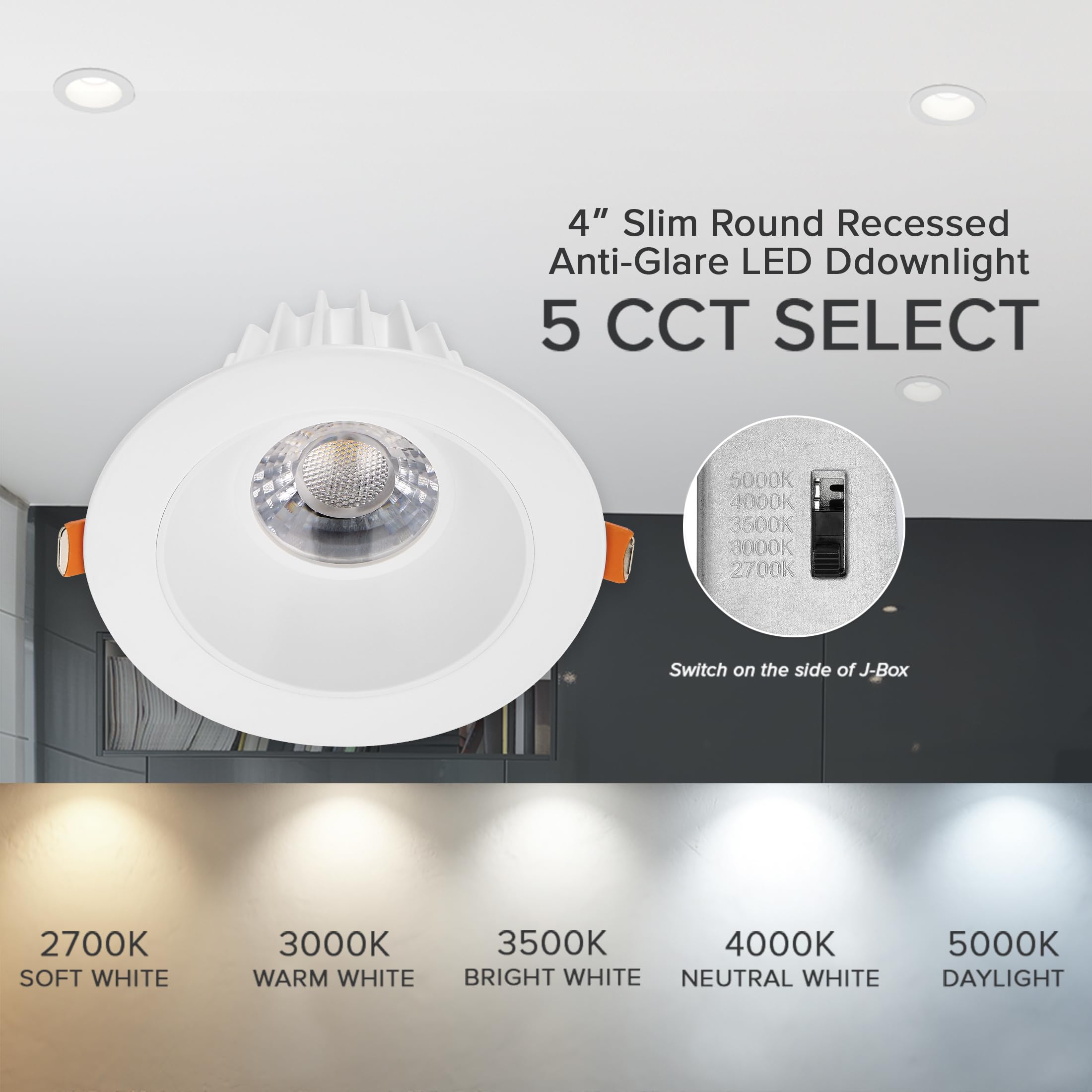 Maxxima damp-rated downlight suitable for bathrooms and kitchens.