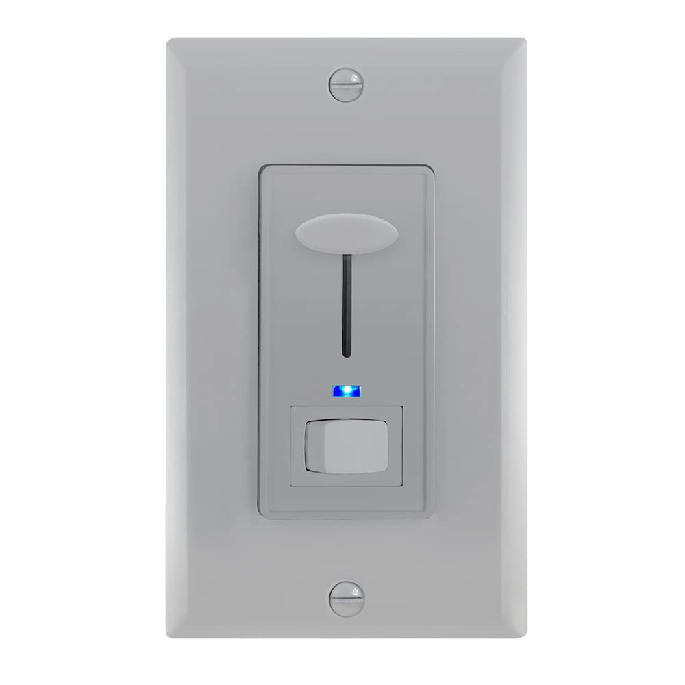 Maxxima dimmer switch showing 3-way slide with blue indicator for off-load visibility