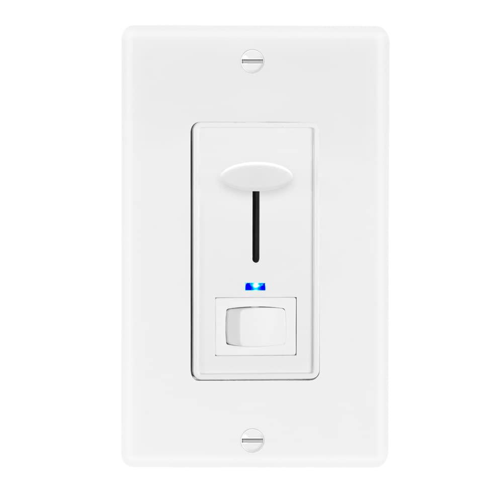 Maxxima dimmer switch with blue indicator light when the load is off, easy to locate in the dark