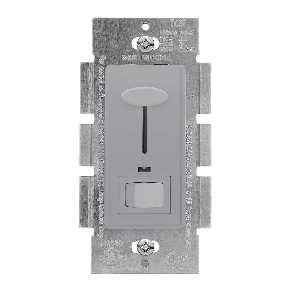 Close-up of vertical slide control on Maxxima dimmer for precise brightness adjustment