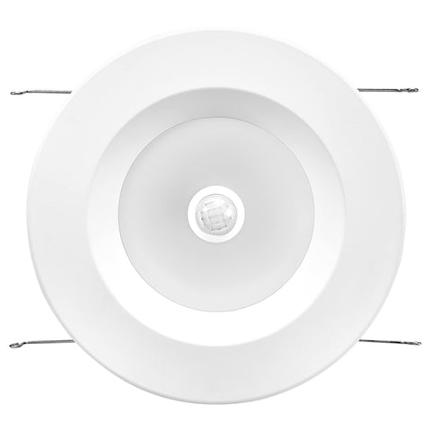 Maxxima 6in retrofit downlight back-tilt view showing wide beam.
