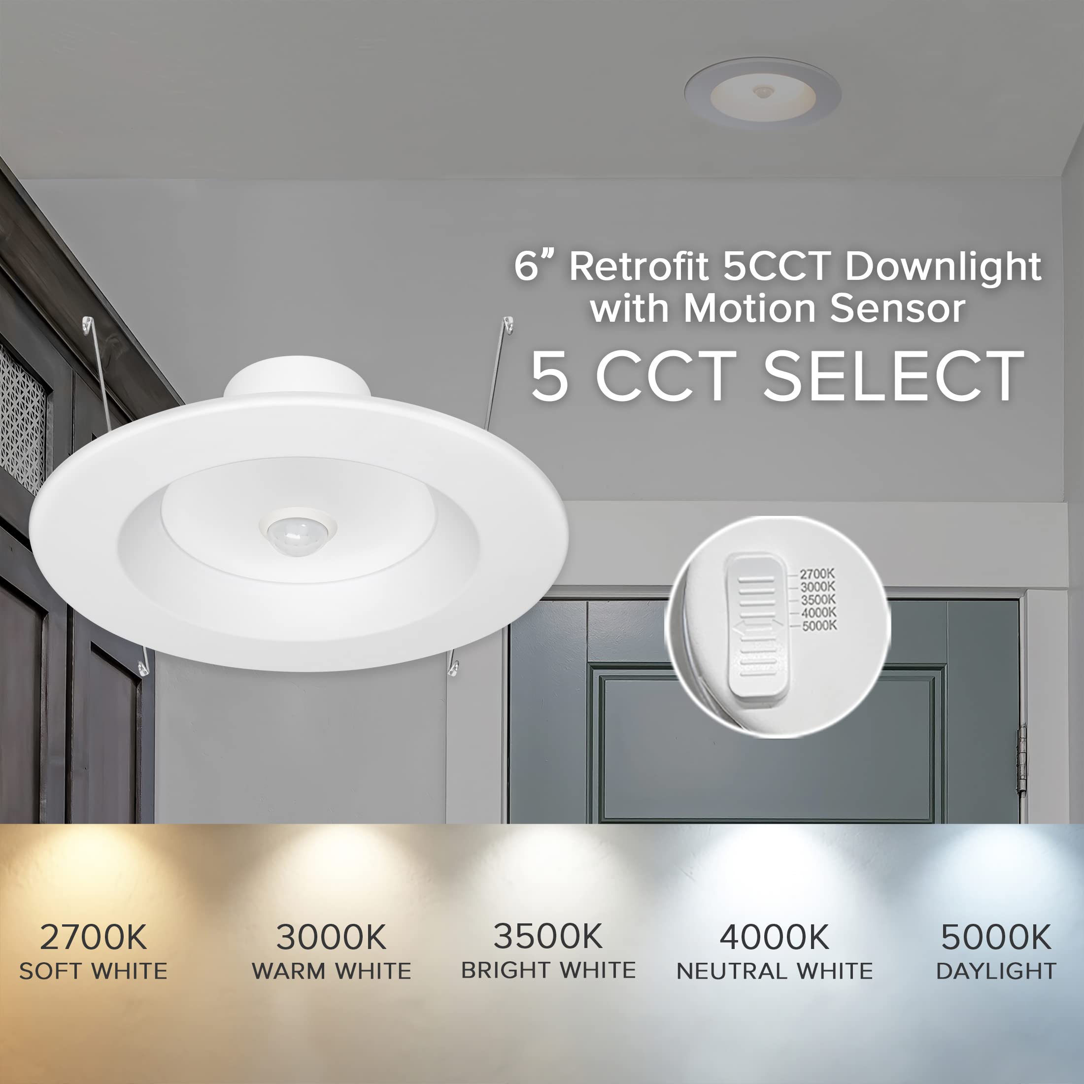 Maxxima downlight back shows color temperature switch for easy tuning.