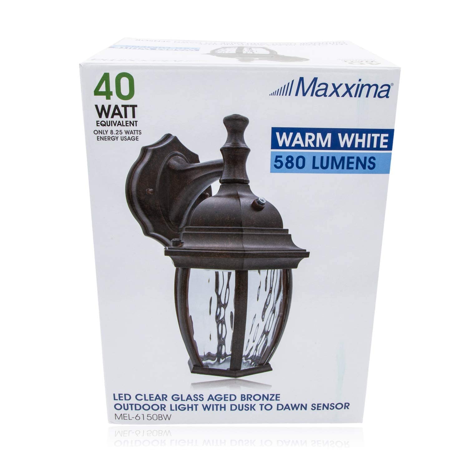 Maxxima exterior light with clear water glass provides diffused illumination.