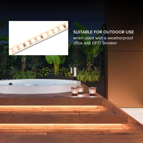 Maxxima indoor-outdoor rated light for versatile use near kitchens or patios.