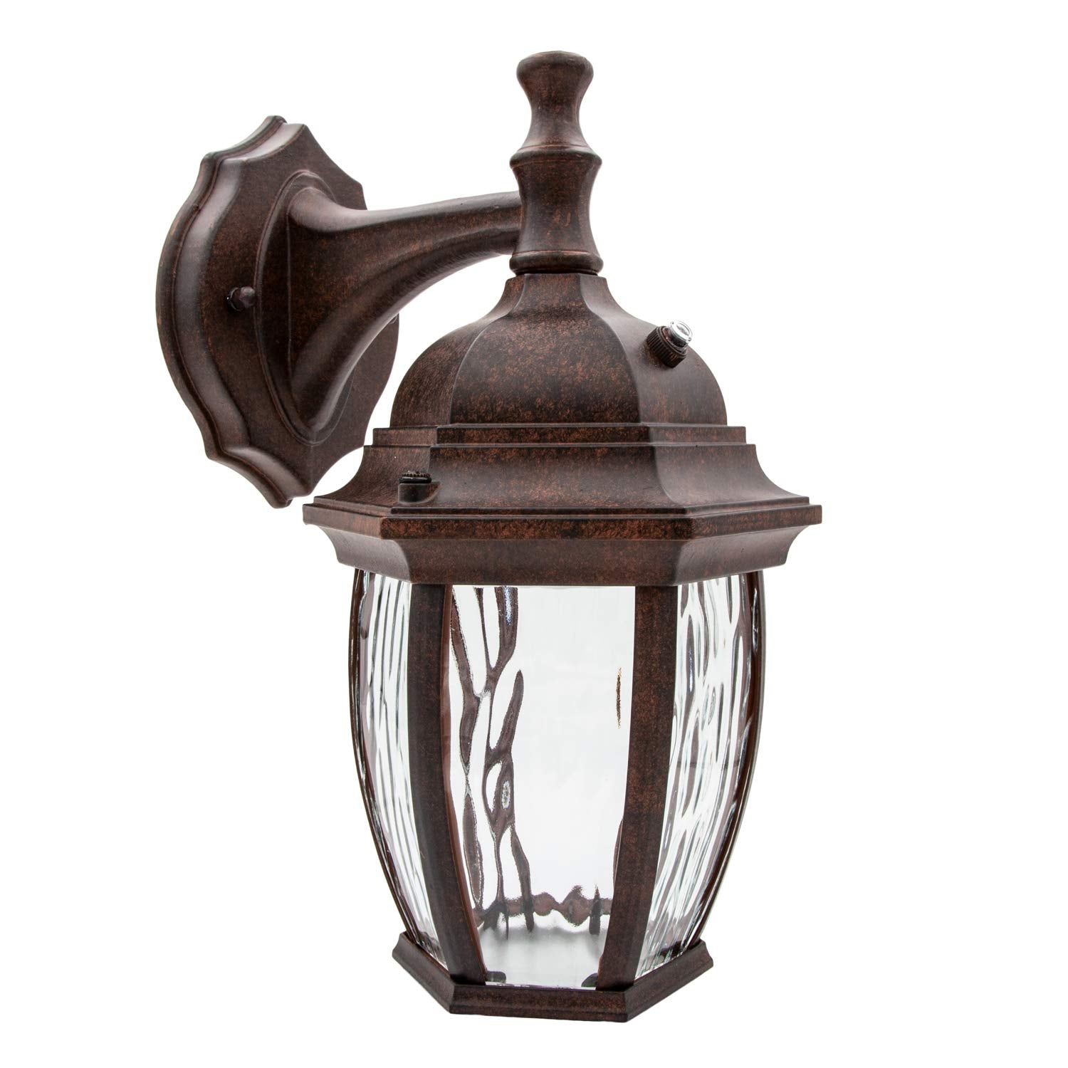 Maxxima LED outdoor wall light with clear water glass for welcoming porch illumination.