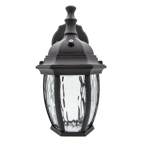 Maxxima LED outdoor wall light clear water glass closeup highlighting texture and curb appeal