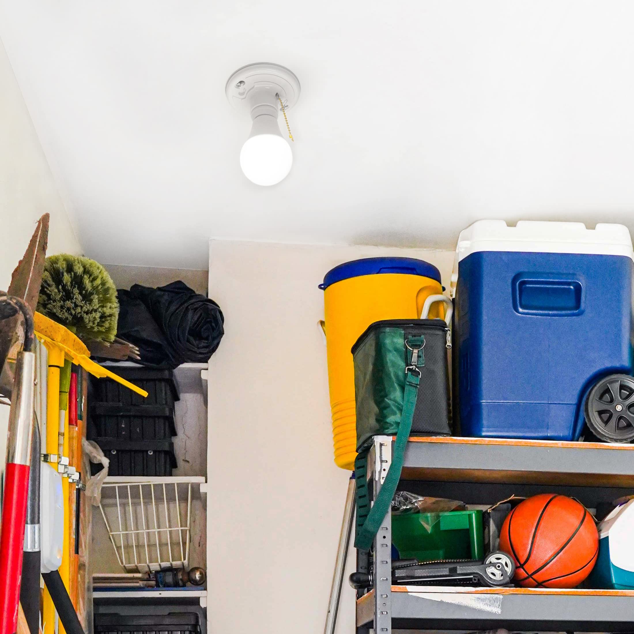 Maxxima ceiling mounted lamp holder compatible with standard ceiling boxes.