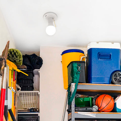 Maxxima ceiling mounted lamp holder compatible with standard ceiling boxes.