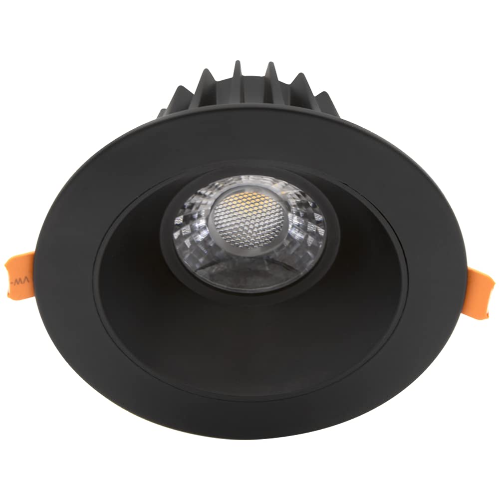 Maxxima round black trim downlight blends with modern ceilings