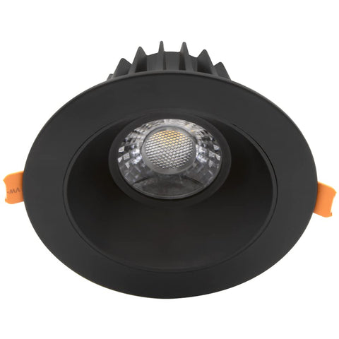 Maxxima round black trim downlight blends with modern ceilings