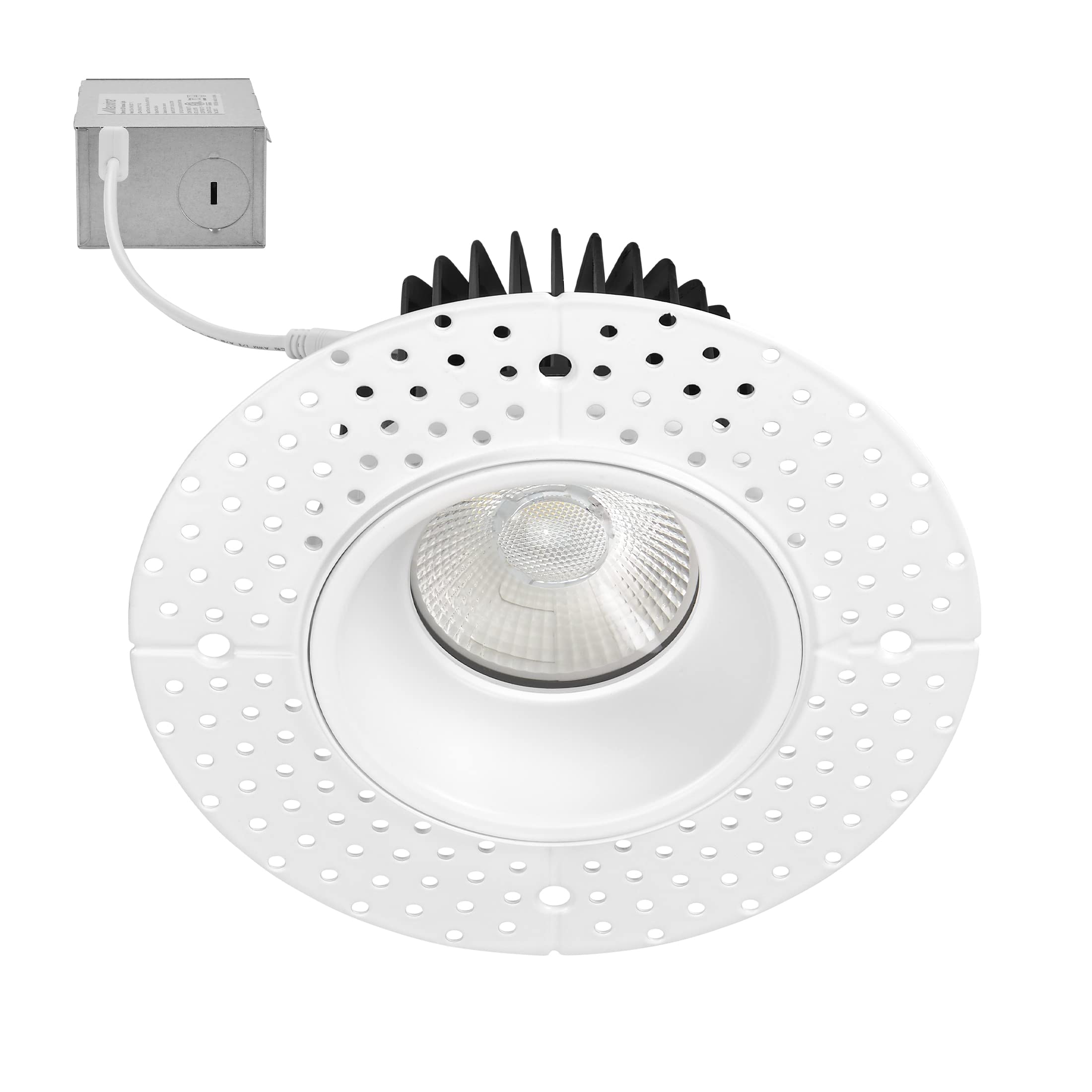 Maxxima trimless downlight front view showing seamless ceiling integration for a clean look