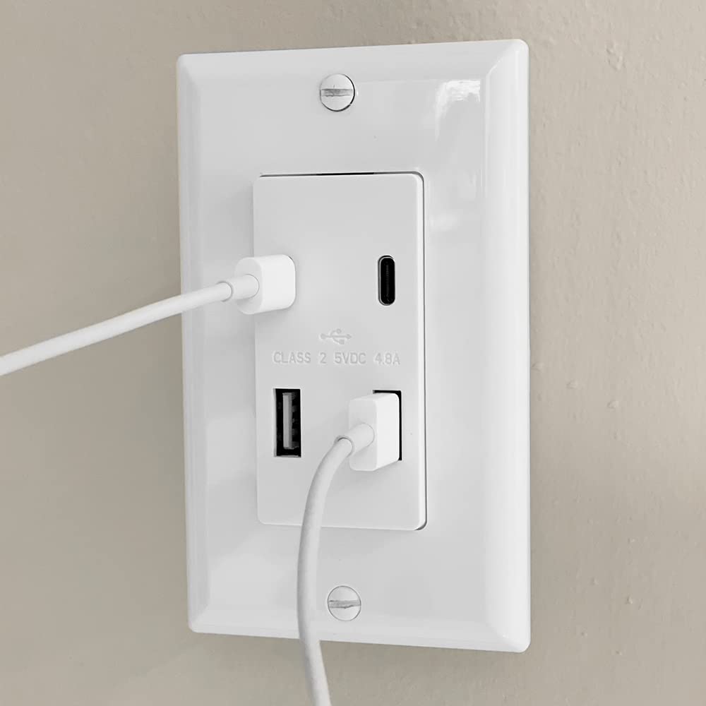 Maxxima USB receptacle outlet quick installation with included screws and plate.