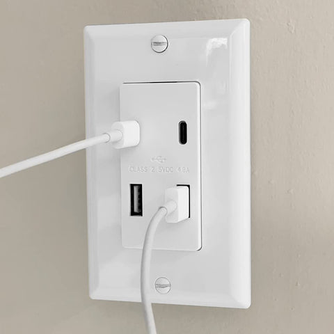 Maxxima USB receptacle outlet quick installation with included screws and plate.