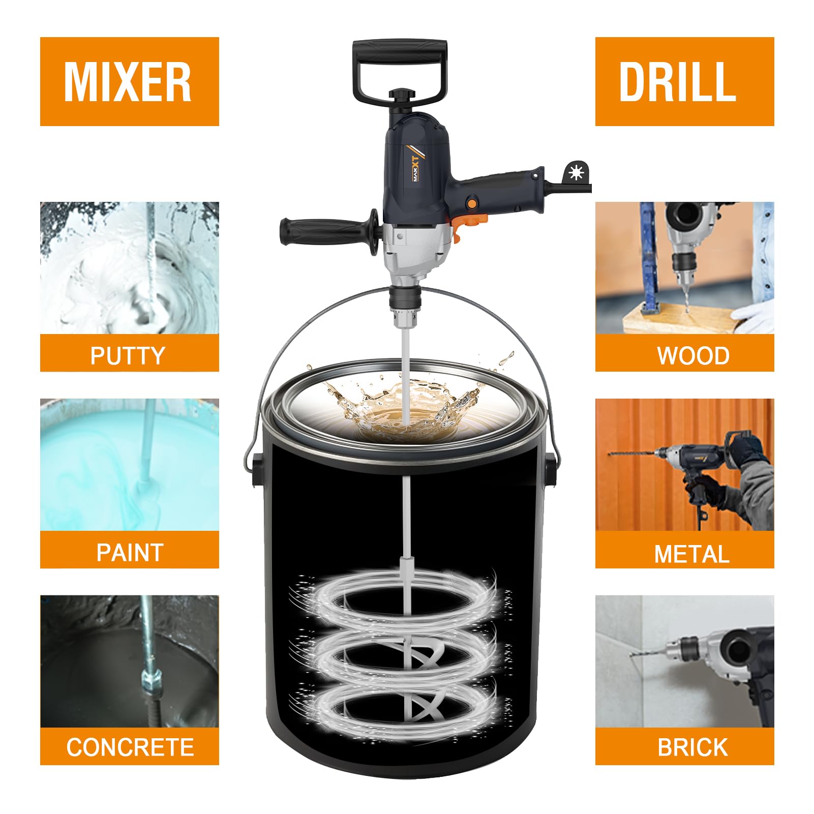 MAXXT 1/2-inch chuck connection compatible with a wide range of attachments.