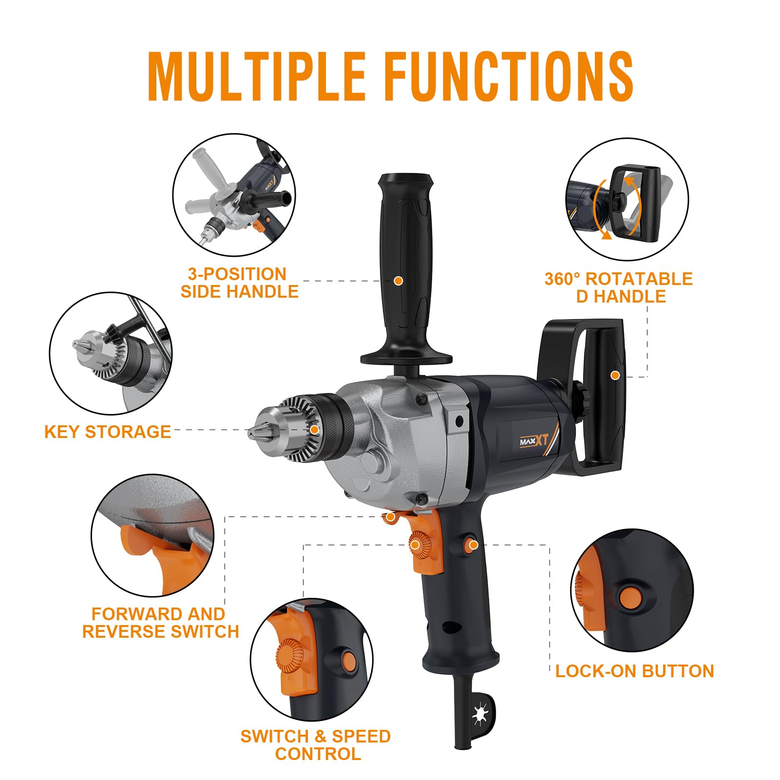 MAXXT mixer with ergonomic side handle delivering precise control during operation.