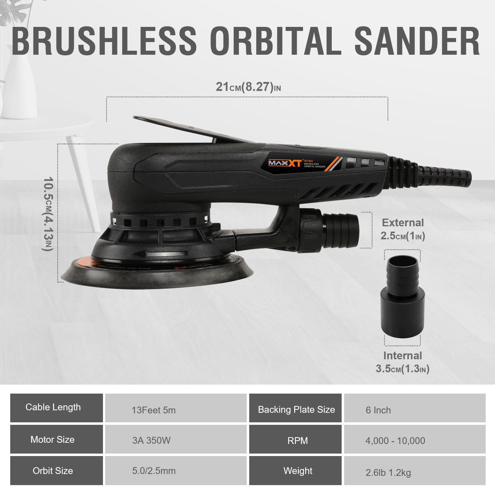 MAXXT sander ergonomic symmetric design suits both hands