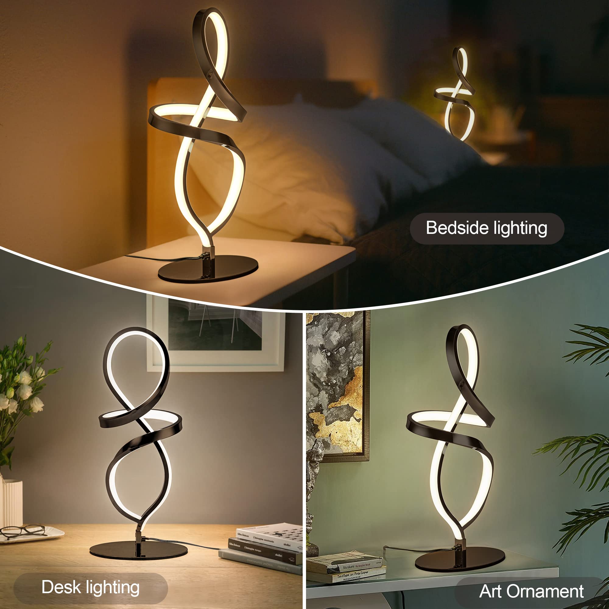 Mayful bedside lamp with stepless dimming switch for customizable brightness.