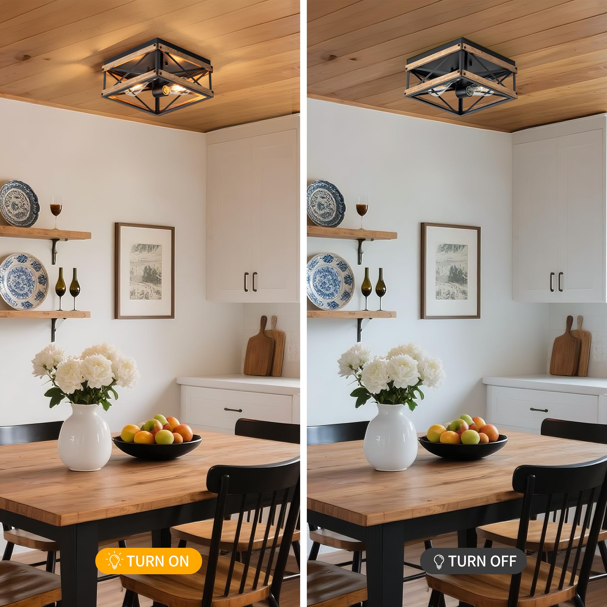 Mayful black fixture adds dining room elegance and space-saving illumination