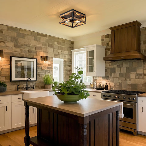 Mayful close-to-ceiling fixture suited for bedrooms with soft lighting