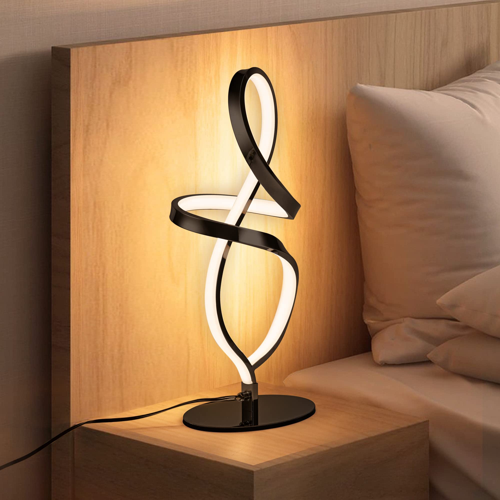 Mayful lamp with spiral design suits bedside, desk, and living room.