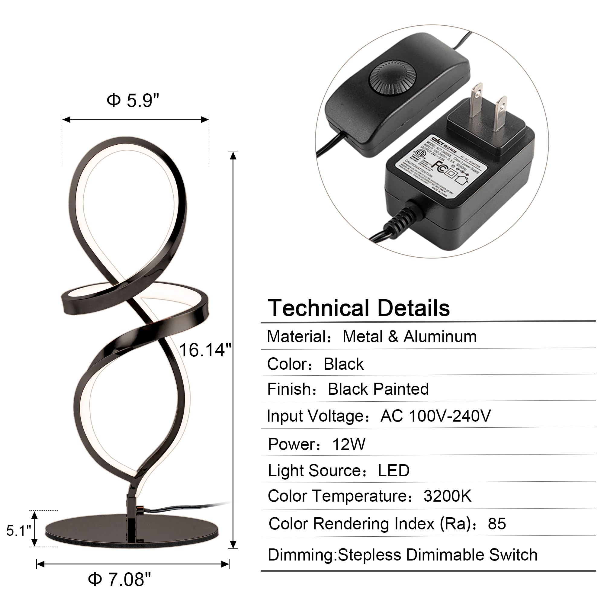 Mayful nightstand lamp with anti-slip base stays steady on surfaces.