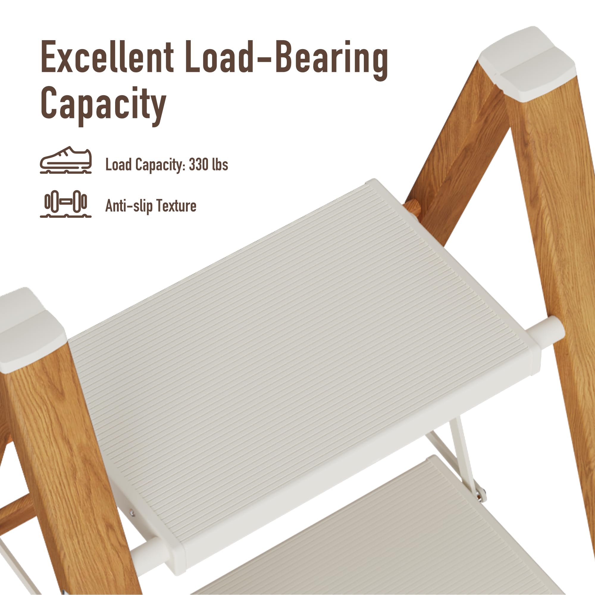 Mayi Plus ladder in kitchen scene, ideal for overhead cabinet tasks.