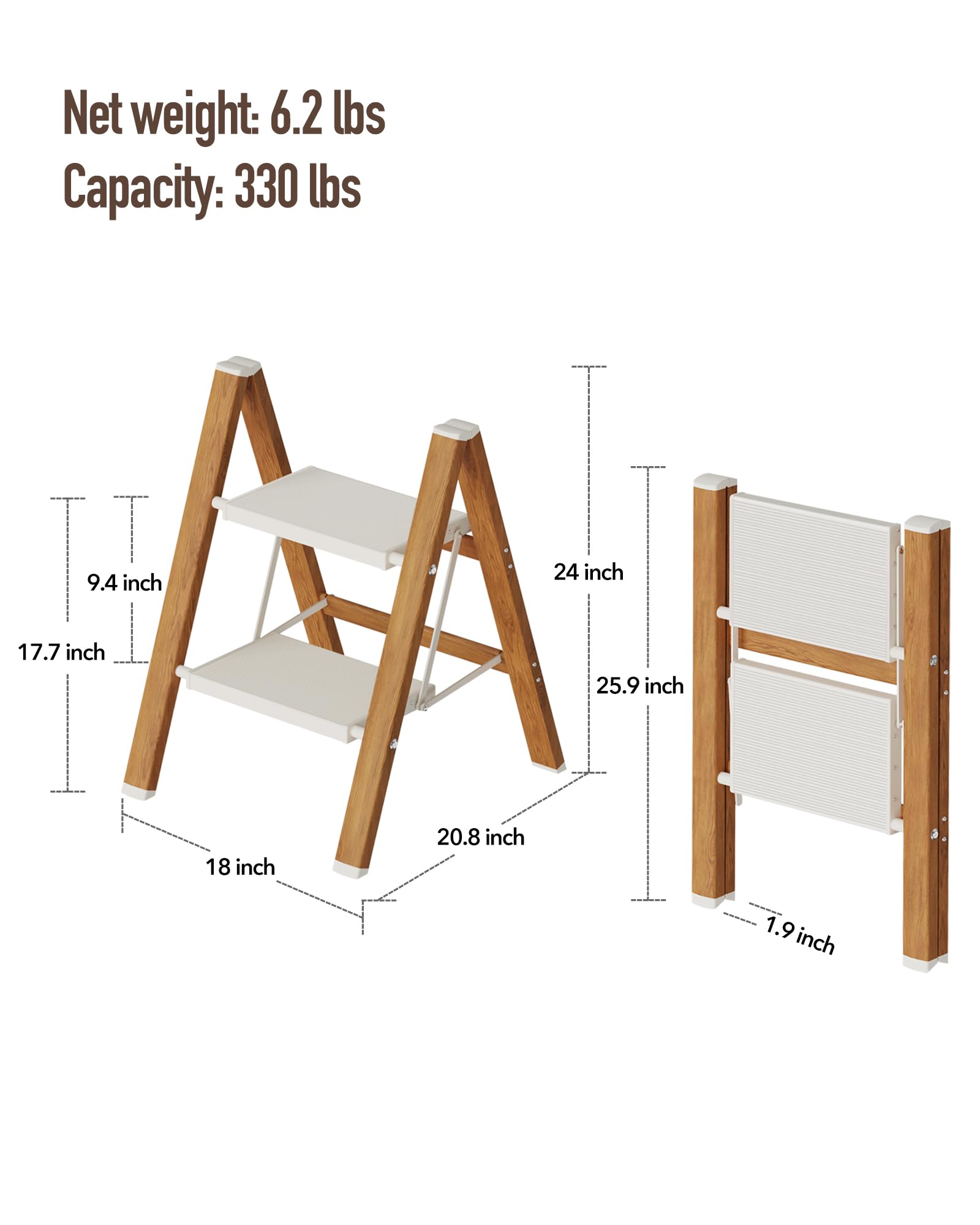 Mayi Plus ladder folded compact stored behind furniture after use