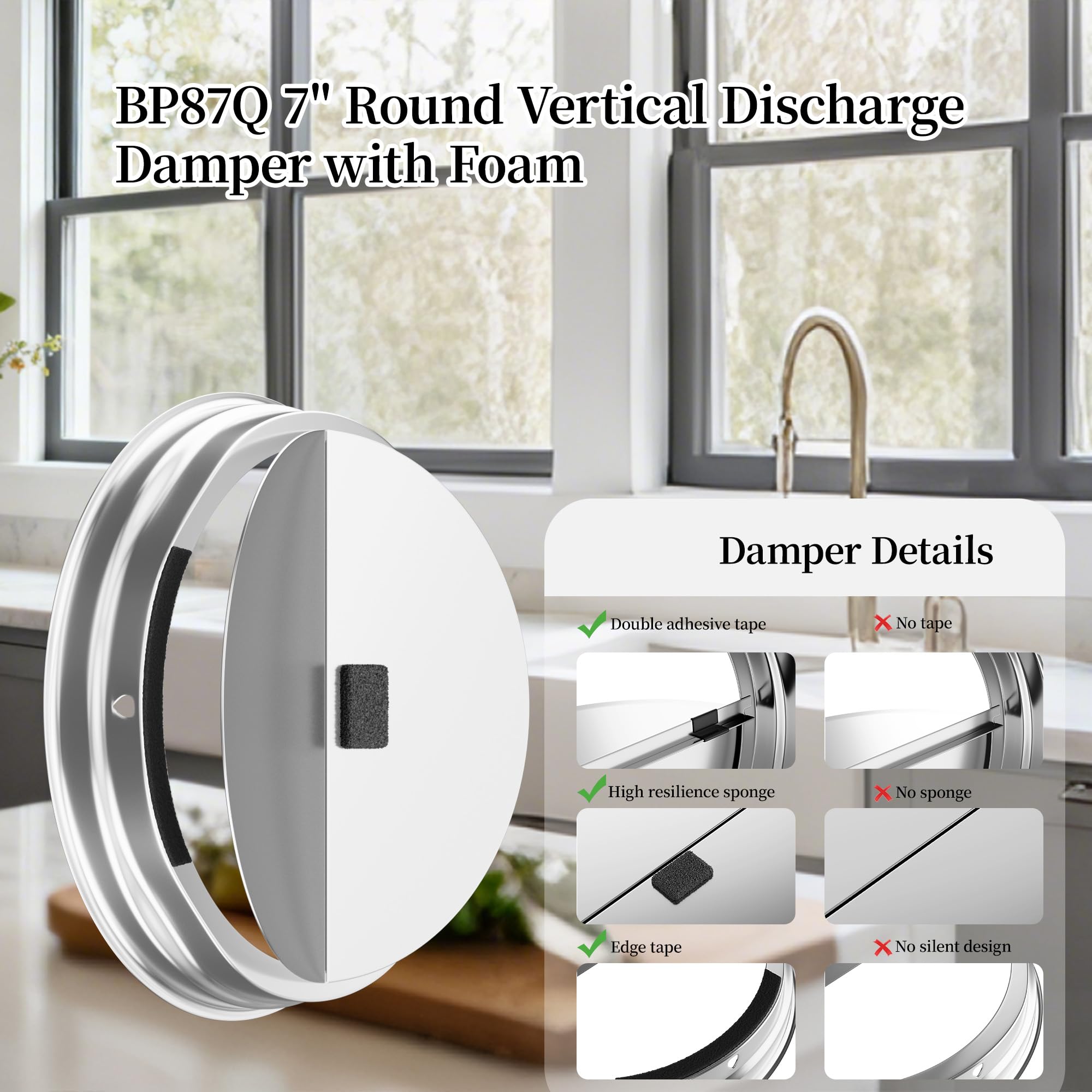 MAYITOP BP87Q damper assembly clips demonstrate secure fit for 7-inch ducts