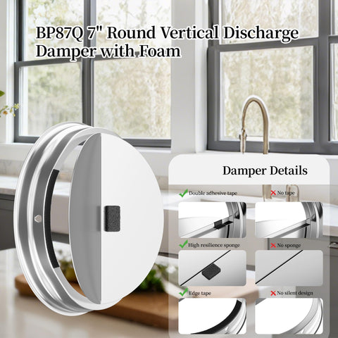 MAYITOP BP87Q damper assembly clips demonstrate secure fit for 7-inch ducts
