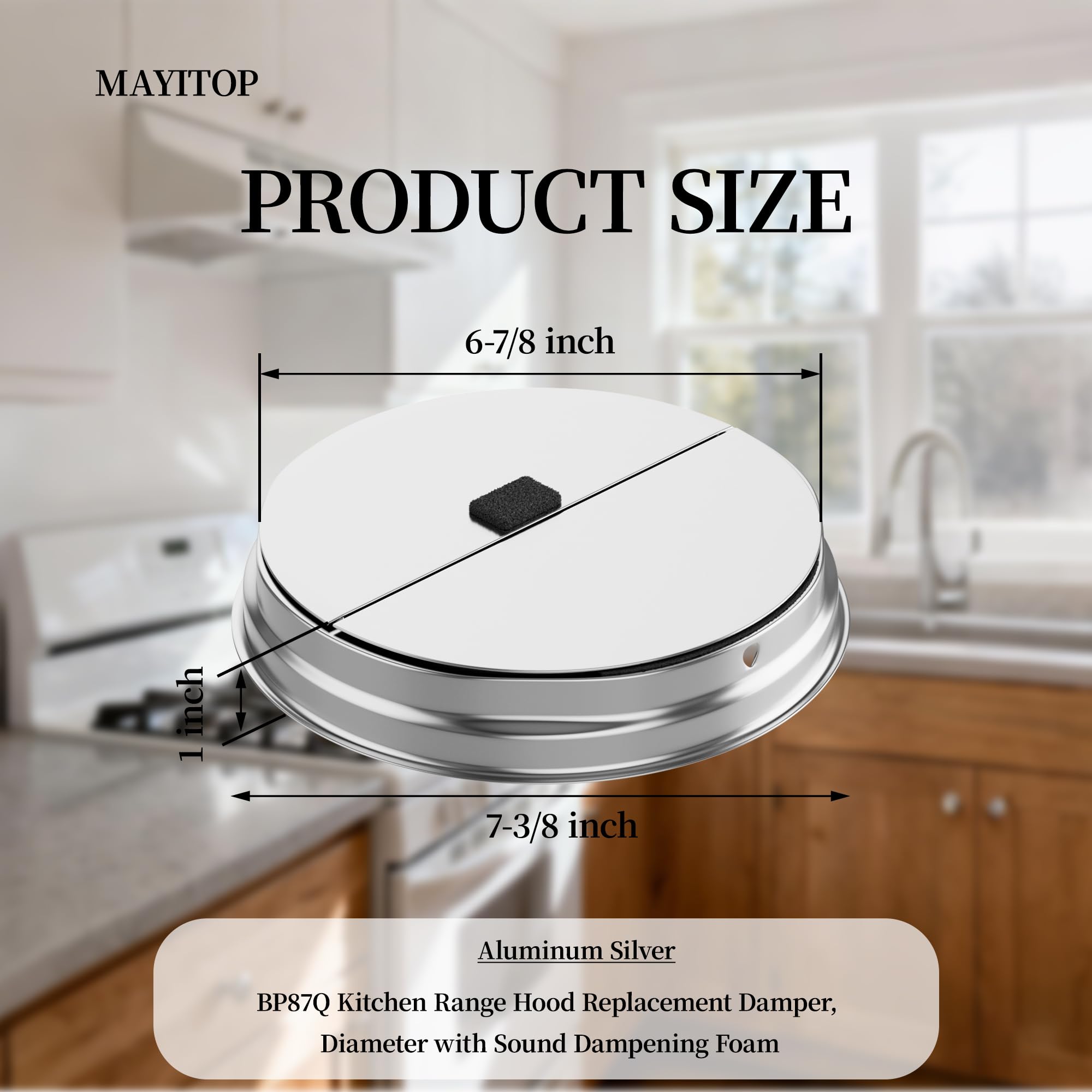 MAYITOP BP87Q damper foam detail highlights integrated noise-dampening foam for quieter operation