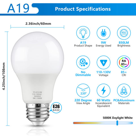 Maylaywood 850 lumens bulb provides bright, even illumination for kitchen or office.