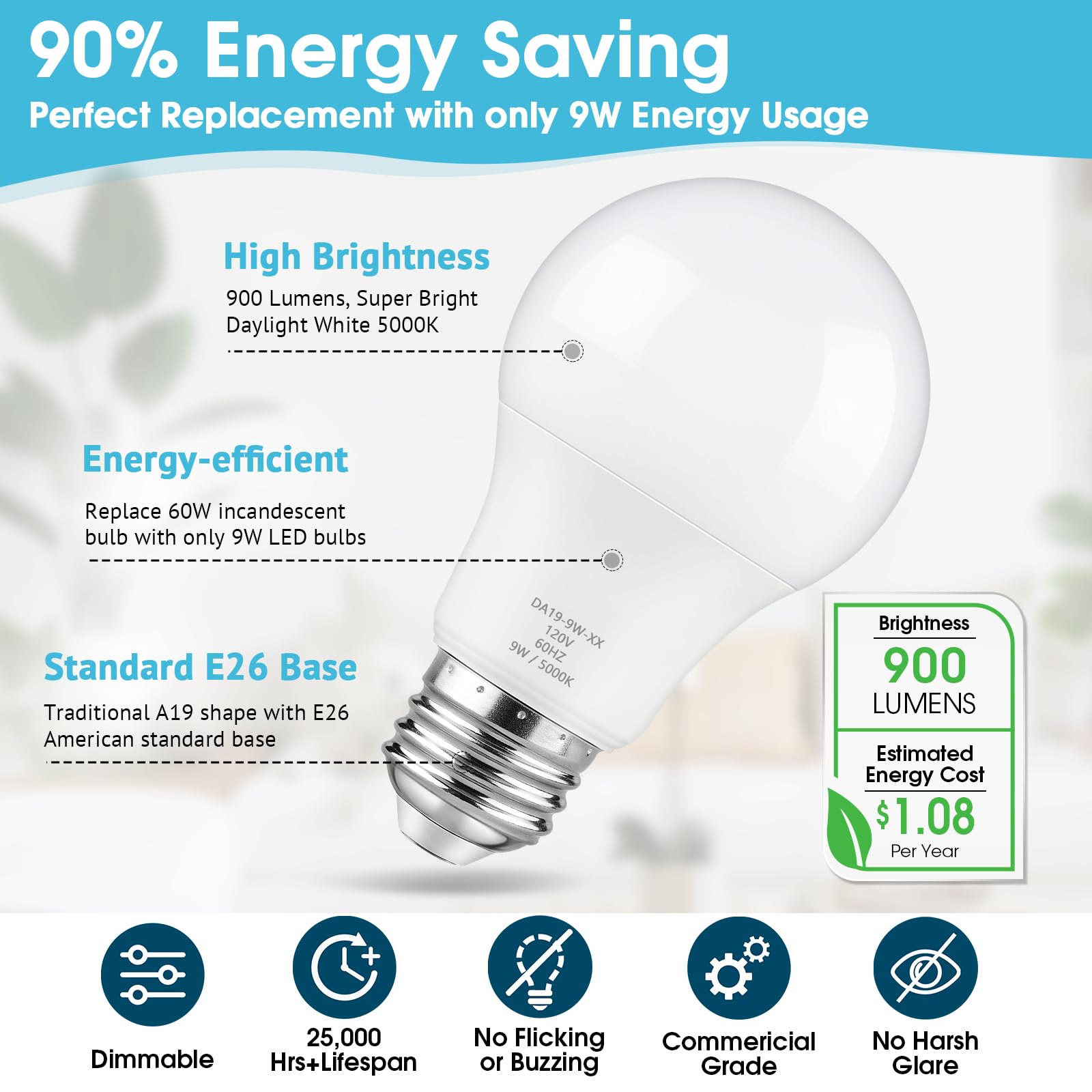 Maylaywood 900-lumen daylight bulb delivers bright, natural light for tasks and productivity