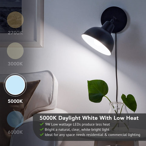 Maylaywood daylight 5000K LED bulb delivers crisp daylight in living areas.